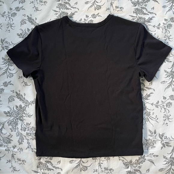 Athleta Signature Rib Crop Tee Black - Picture 2 of 4